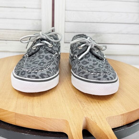 Sperry Topsider Leopard Print Brocade Shimmer Slip On Boat Shoe Loafer Grey 6.5 - Picture 2 of 11